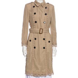 Burberry Prorsum Beige Crochet Lace Overlay Trench Coat